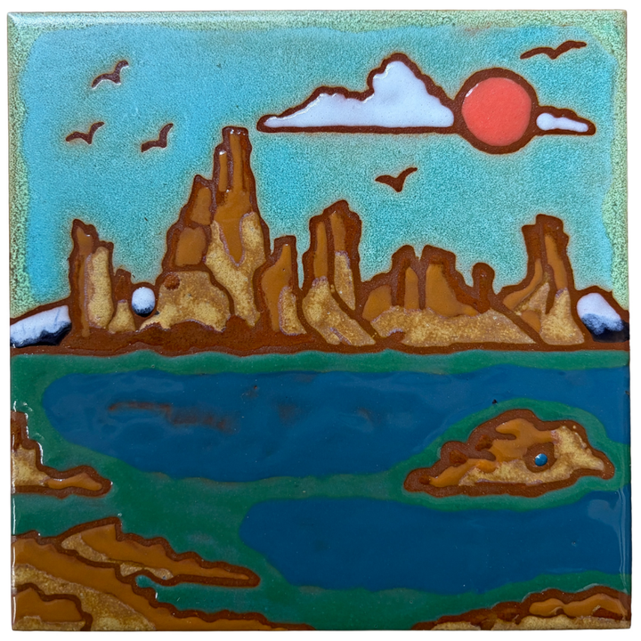 Mono Lake Hand Painted Tile
